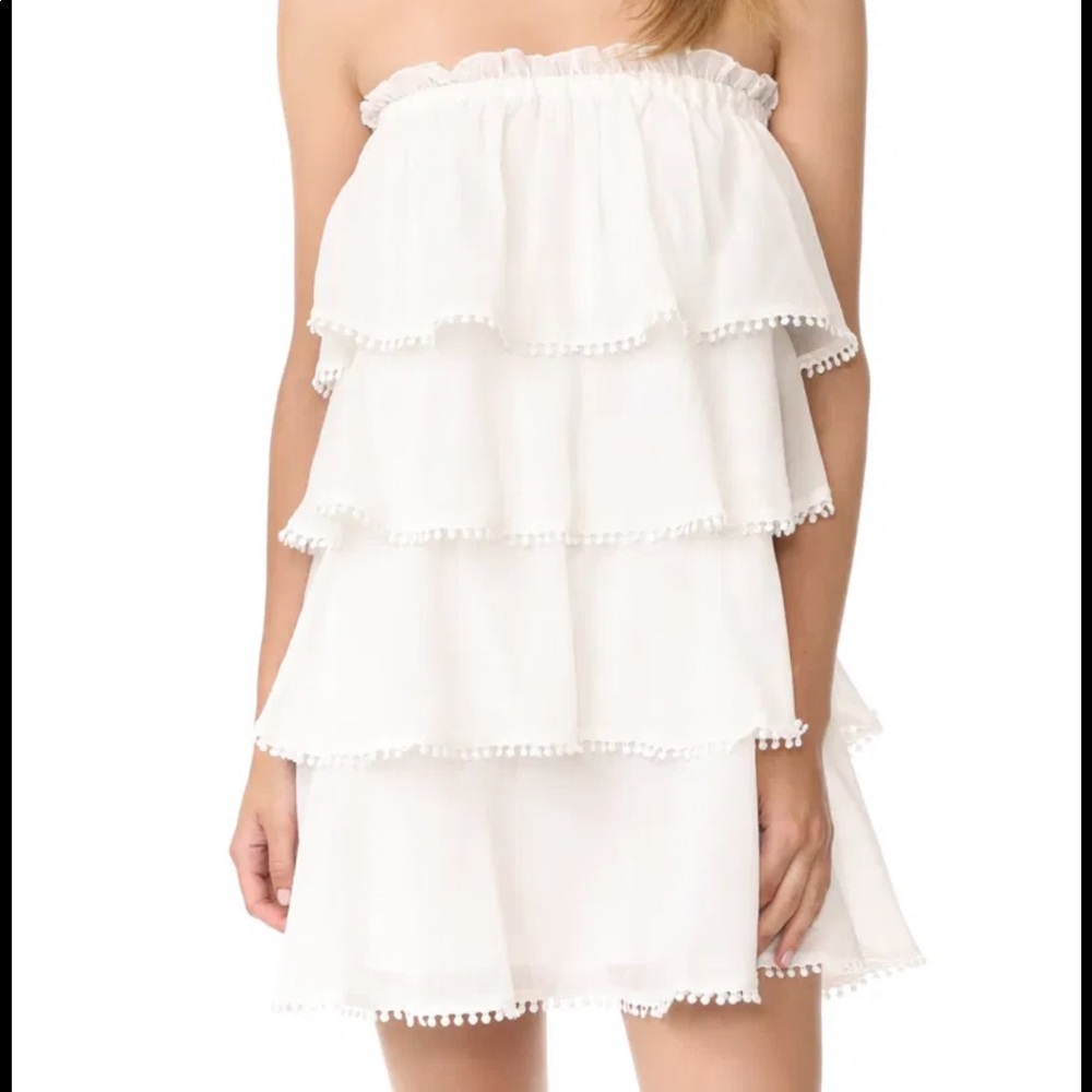 Red Carter Tiered Ruffle Strapless Dress